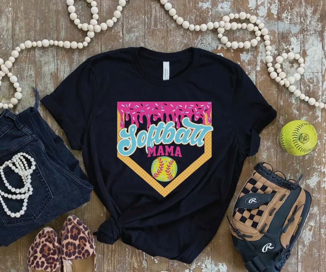 Softball Mama Ice Cream Tee