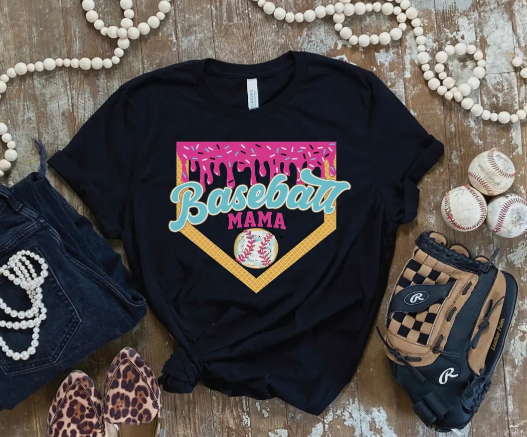 Baseball Mama Ice Cream Tee