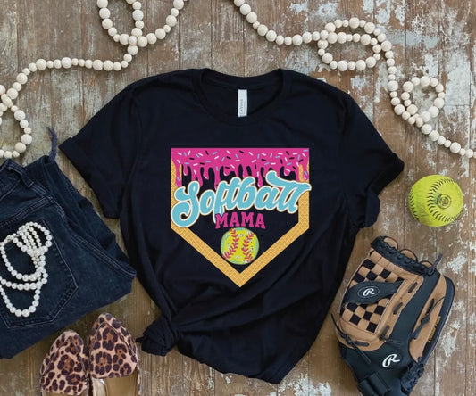 Softball Mama Ice Cream Tee